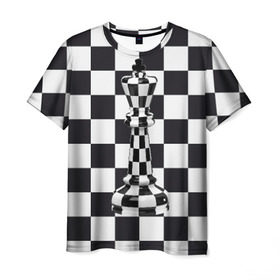 Мужская футболка 3D с принтом Ферзь в Кировске, 100% полиэфир | прямой крой, круглый вырез горловины, длина до линии бедер | клетки | ферзь | шахматная доска | шахматы