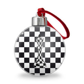 Ёлочный шар с принтом Ферзь в Кировске, Пластик | Диаметр: 77 мм | Тематика изображения на принте: клетки | ферзь | шахматная доска | шахматы