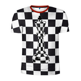 Мужская футболка 3D спортивная с принтом Ферзь в Кировске, 100% полиэстер с улучшенными характеристиками | приталенный силуэт, круглая горловина, широкие плечи, сужается к линии бедра | клетки | ферзь | шахматная доска | шахматы