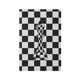 Обложка для паспорта матовая кожа с принтом Ферзь в Кировске, натуральная матовая кожа | размер 19,3 х 13,7 см; прозрачные пластиковые крепления | Тематика изображения на принте: клетки | ферзь | шахматная доска | шахматы