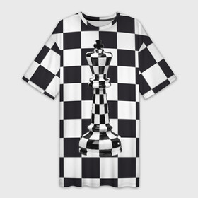 Платье-футболка 3D с принтом Ферзь в Кировске,  |  | клетки | ферзь | шахматная доска | шахматы
