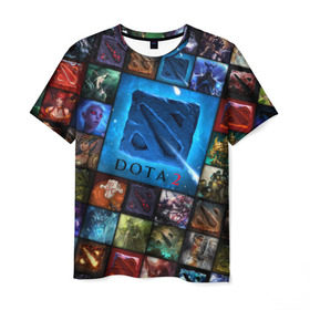 Мужская футболка 3D с принтом Dota 2 коллаж логотип в Кировске, 100% полиэфир | прямой крой, круглый вырез горловины, длина до линии бедер | dota 2 коллаж | девушки | игра | логотип | монстры