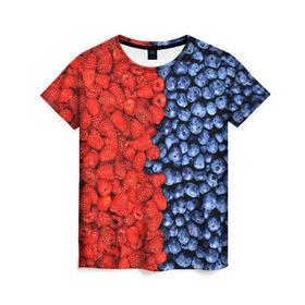 Женская футболка 3D с принтом Ягодка в Кировске, 100% полиэфир ( синтетическое хлопкоподобное полотно) | прямой крой, круглый вырез горловины, длина до линии бедер | клубника | малина | черника | ягода | ягодка | ягодный