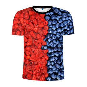 Мужская футболка 3D спортивная с принтом Ягодка в Кировске, 100% полиэстер с улучшенными характеристиками | приталенный силуэт, круглая горловина, широкие плечи, сужается к линии бедра | клубника | малина | черника | ягода | ягодка | ягодный