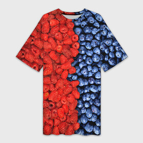 Платье-футболка 3D с принтом Ягодка в Кировске,  |  | клубника | малина | черника | ягода | ягодка | ягодный