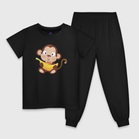 Детская пижама хлопок с принтом Обезьянка с бананом в Кировске, 100% хлопок |  брюки и футболка прямого кроя, без карманов, на брюках мягкая резинка на поясе и по низу штанин
 | 2016 | год | зима | мартышка | новогодний | новый | обезьяна | обезьянка | подарок | с новым годом