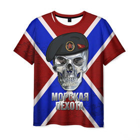 Мужская футболка 3D с принтом Морская пехота в Кировске, 100% полиэфир | прямой крой, круглый вырез горловины, длина до линии бедер | морская пехота
