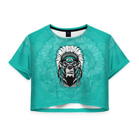 Женская футболка 3D укороченная с принтом king-kong в Кировске, 100% полиэстер | круглая горловина, длина футболки до линии талии, рукава с отворотами | 