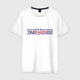 Мужская футболка хлопок с принтом Taekwondo is life в Кировске, 100% хлопок | прямой крой, круглый вырез горловины, длина до линии бедер, слегка спущенное плечо. | 