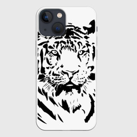 Чехол для iPhone 13 mini с принтом Тигр в Кировске,  |  | взгляд | тигр | трафарет | хищник