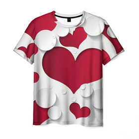 Мужская футболка 3D с принтом Сердца в Кировске, 100% полиэфир | прямой крой, круглый вырез горловины, длина до линии бедер | любовь | орнамент | праздник | сердца