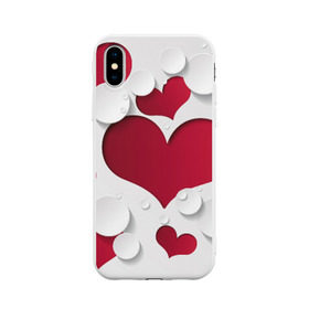 Чехол для Apple iPhone X силиконовый матовый с принтом Сердца в Кировске, Силикон | Печать на задней стороне чехла, без боковой панели | любовь | орнамент | праздник | сердца