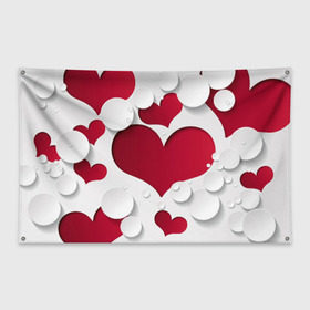 Флаг-баннер с принтом Сердца в Кировске, 100% полиэстер | размер 67 х 109 см, плотность ткани — 95 г/м2; по краям флага есть четыре люверса для крепления | любовь | орнамент | праздник | сердца