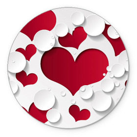 Коврик круглый с принтом Сердца в Кировске, резина и полиэстер | круглая форма, изображение наносится на всю лицевую часть | любовь | орнамент | праздник | сердца