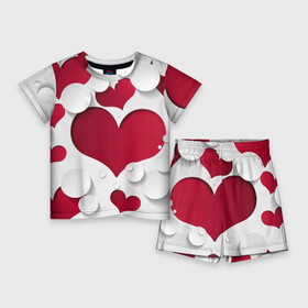 Детский костюм с шортами 3D с принтом Сердца в Кировске,  |  | любовь | орнамент | праздник | сердца