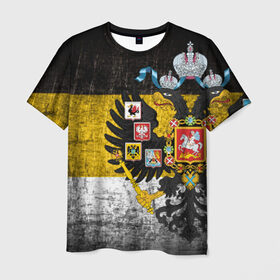 Мужская футболка 3D с принтом Имперский флаг в Кировске, 100% полиэфир | прямой крой, круглый вырез горловины, длина до линии бедер | Тематика изображения на принте: русь