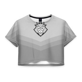 Женская футболка 3D укороченная с принтом G2 eSports в Кировске, 100% полиэстер | круглая горловина, длина футболки до линии талии, рукава с отворотами | csgo | cyber | esports | g2 | team | г2 | ксго
