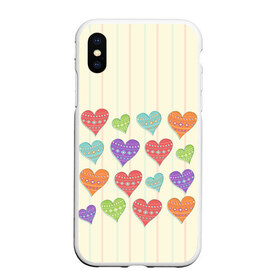 Чехол для iPhone XS Max матовый с принтом Сердечки в Кировске, Силикон | Область печати: задняя сторона чехла, без боковых панелей | любовь | сердце | счастье | тепло | узор