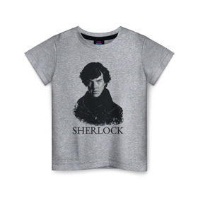 Детская футболка хлопок с принтом Шерлок Холмс (SHERLOCK) в Кировске, 100% хлопок | круглый вырез горловины, полуприлегающий силуэт, длина до линии бедер | sherlock | бенедикт камбербэтч | шерлок холмс