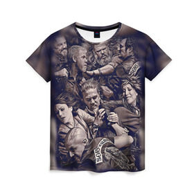 Женская футболка 3D с принтом Sons Of Anarchy в Кировске, 100% полиэфир ( синтетическое хлопкоподобное полотно) | прямой крой, круглый вырез горловины, длина до линии бедер | sons of anarchy | анархии | сыны