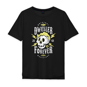 Мужская футболка хлопок Oversize с принтом Dweller Forever в Кировске, 100% хлопок | свободный крой, круглый ворот, “спинка” длиннее передней части | boy | fallout | pip | vault | убежище | фаллаут