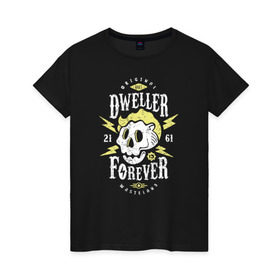 Женская футболка хлопок с принтом Dweller Forever в Кировске, 100% хлопок | прямой крой, круглый вырез горловины, длина до линии бедер, слегка спущенное плечо | boy | fallout | pip | vault | убежище | фаллаут