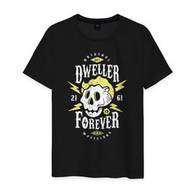 Мужская футболка хлопок с принтом Dweller Forever в Кировске, 100% хлопок | прямой крой, круглый вырез горловины, длина до линии бедер, слегка спущенное плечо. | boy | fallout | pip | vault | убежище | фаллаут