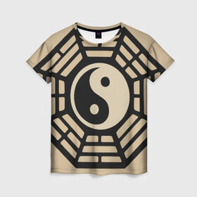 Женская футболка 3D с принтом Гармония дао в Кировске, 100% полиэфир ( синтетическое хлопкоподобное полотно) | прямой крой, круглый вырез горловины, длина до линии бедер | dao | гармония | дао | инь янь