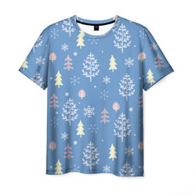 Мужская футболка 3D с принтом Снежные елки в Кировске, 100% полиэфир | прямой крой, круглый вырез горловины, длина до линии бедер | 2016 | елки | новый год | новый год 2016 | палки