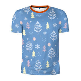 Мужская футболка 3D спортивная с принтом Снежные елки в Кировске, 100% полиэстер с улучшенными характеристиками | приталенный силуэт, круглая горловина, широкие плечи, сужается к линии бедра | 2016 | елки | новый год | новый год 2016 | палки