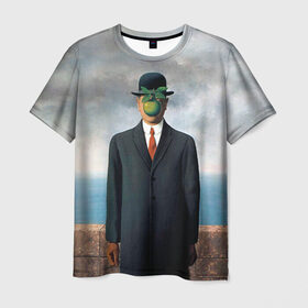 Мужская футболка 3D с принтом Сын человеческий в Кировске, 100% полиэфир | прямой крой, круглый вырез горловины, длина до линии бедер | art | искусство | рене | рене магритт | сын человеческий