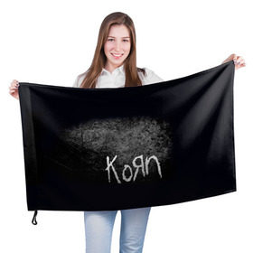 Флаг 3D с принтом KoЯn в Кировске, 100% полиэстер | плотность ткани — 95 г/м2, размер — 67 х 109 см. Принт наносится с одной стороны | korn | metal | rock | группы | корн | метал | рок