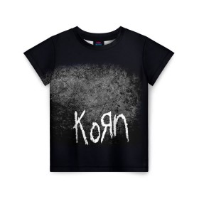 Детская футболка 3D с принтом KoЯn в Кировске, 100% гипоаллергенный полиэфир | прямой крой, круглый вырез горловины, длина до линии бедер, чуть спущенное плечо, ткань немного тянется | korn | metal | rock | группы | корн | метал | рок