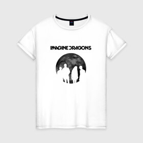 Женская футболка хлопок с принтом Imagine dragons в Кировске, 100% хлопок | прямой крой, круглый вырез горловины, длина до линии бедер, слегка спущенное плечо | dragons | imagine | rock | драгонз | имэдж | рок
