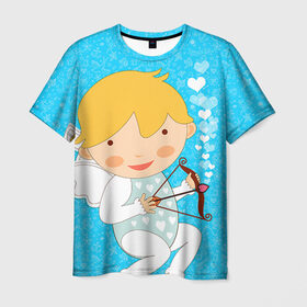 Мужская футболка 3D с принтом Ангел мальчик в Кировске, 100% полиэфир | прямой крой, круглый вырез горловины, длина до линии бедер | angel | love | valentine | ангел | валентина | валентинка | любовь | святого