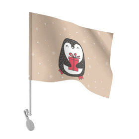 Флаг для автомобиля с принтом Пингвин с подарком в Кировске, 100% полиэстер | Размер: 30*21 см | пингвин