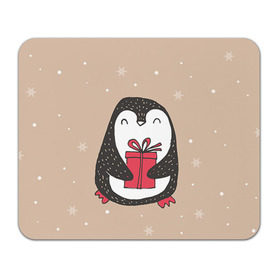 Коврик прямоугольный с принтом Пингвин с подарком в Кировске, натуральный каучук | размер 230 х 185 мм; запечатка лицевой стороны | пингвин