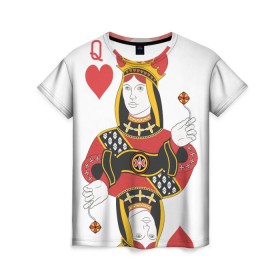 Женская футболка 3D с принтом Дама в Кировске, 100% полиэфир ( синтетическое хлопкоподобное полотно) | прямой крой, круглый вырез горловины, длина до линии бедер | 14 февраля | love | влюбленные | карты | королева | король | лав | любовь | пара | парные | подарок