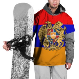 Накидка на куртку 3D с принтом Герб и флаг Армении в Кировске, 100% полиэстер |  | Тематика изображения на принте: armenia | армения | герб | флаг