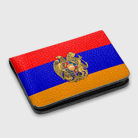 Картхолдер с принтом с принтом Герб и флаг Армении в Кировске, натуральная матовая кожа | размер 7,3 х 10 см; кардхолдер имеет 4 кармана для карт; | armenia | армения | герб | флаг
