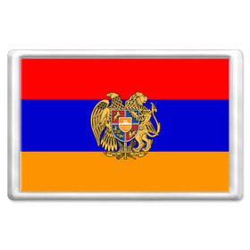 Магнит 45*70 с принтом Герб и флаг Армении в Кировске, Пластик | Размер: 78*52 мм; Размер печати: 70*45 | armenia | армения | герб | флаг