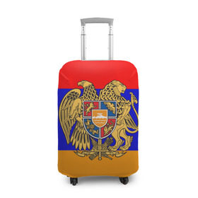 Чехол для чемодана 3D с принтом Герб и флаг Армении в Кировске, 86% полиэфир, 14% спандекс | двустороннее нанесение принта, прорези для ручек и колес | armenia | армения | герб | флаг