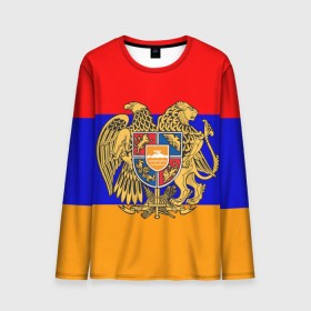 Мужской лонгслив 3D с принтом Герб и флаг Армении в Кировске, 100% полиэстер | длинные рукава, круглый вырез горловины, полуприлегающий силуэт | armenia | армения | герб | флаг
