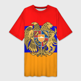 Платье-футболка 3D с принтом Герб и флаг Армении в Кировске,  |  | armenia | армения | герб | флаг