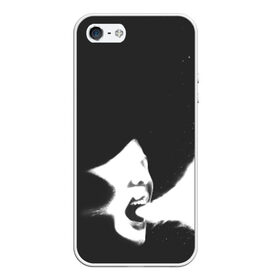 Чехол силиконовый для Телефон Apple iPhone 5/5S с принтом Shot Voice в Кировске, Силикон | Область печати: задняя сторона чехла, без боковых панелей | abstraction | face | gray | shot | voice | white