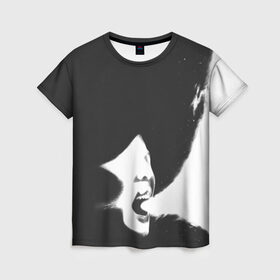 Женская футболка 3D с принтом Shot Voice в Кировске, 100% полиэфир ( синтетическое хлопкоподобное полотно) | прямой крой, круглый вырез горловины, длина до линии бедер | abstraction | face | gray | shot | voice | white