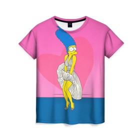 Женская футболка 3D с принтом Мардж в Кировске, 100% полиэфир ( синтетическое хлопкоподобное полотно) | прямой крой, круглый вырез горловины, длина до линии бедер | 14 февраля | love | влюбленные | лав | любовь | мардж | пара | парные | парные вещи | подарок | симпсон