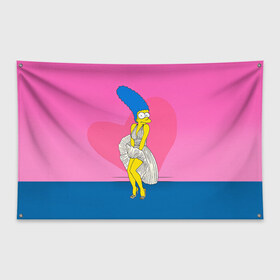 Флаг-баннер с принтом Мардж в Кировске, 100% полиэстер | размер 67 х 109 см, плотность ткани — 95 г/м2; по краям флага есть четыре люверса для крепления | 14 февраля | love | влюбленные | лав | любовь | мардж | пара | парные | парные вещи | подарок | симпсон