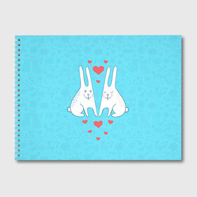 Альбом для рисования с принтом Зай и зая в Кировске, 100% бумага
 | матовая бумага, плотность 200 мг. | 14 февраля | bear | love | teddy | валентин | влюбленный | зайчик | зая | заяц | любовь | милый | рисунок | сердечко | сердце