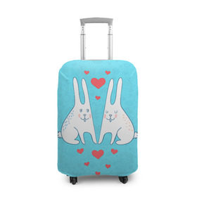 Чехол для чемодана 3D с принтом Зай и зая в Кировске, 86% полиэфир, 14% спандекс | двустороннее нанесение принта, прорези для ручек и колес | 14 февраля | bear | love | teddy | валентин | влюбленный | зайчик | зая | заяц | любовь | милый | рисунок | сердечко | сердце
